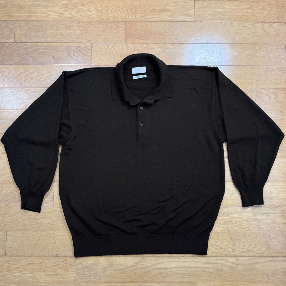 Andrews Glendora Large 100%‎ Lambswool Collared Sweater Black Made in Scotland